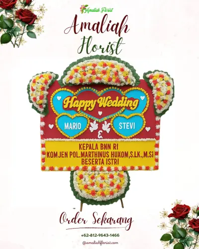 Karangan Papan Bunga Pernikahan di Tegalwaton